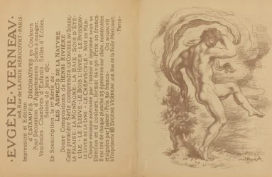 Táncoló akt és Eugène Verneau Estampes décoratives című művének hirdetése [verso], 1897