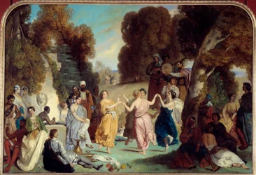 A múzsák tánca Louis Boulanger (1806-1867) festménye 1851 V. 2,2x3,25 m Párizs, Carnavalet Múzeum