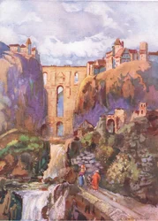 A Tajo Ronda, a Hutchinson festői Európájából, a Hutchinson & Son kiadásában, 1930 körül