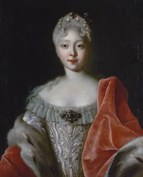 Elisabeth Ire (imperatrice de Russie) – Erzsébet Petrovna nagyhercegnő (1709-1761) portréja par Caravaque, Louis (1684-1754). Olaj, vászon, méret: 78x63, 1720-as évek vége, Állami Ermitázs, Szentpétervár