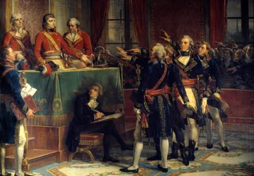 A három konzul: Bonaparte, Cambaceres és Lebrun az elnöki esküt fogadják Jobb oldalon Emmanuel-Joseph (Emmanuel Joseph) Sieyes (1748-1836) és Pierre-Roger (Pierre Roger) Ducos (Roger Ducos) (1747-1816). Louis Charles Auguste Coud festménye