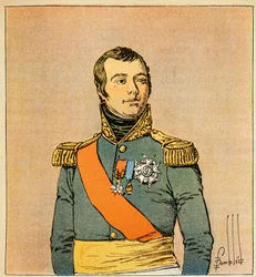 Bombled Louis (1862-1927) illusztrációja Emmanuel de Las Cases gróf (1766-1842) "Szent Heléna emlékezete" című könyvéből: Etienne Macdonald mardekáros (1765-1840), Taranto hercege portréja, magángyűjtemény.