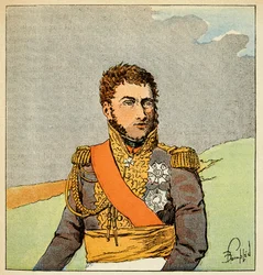 Bombled Louis (1862-1927) illusztrációja Emmanuel de Las Cases gróf (1766-1842) "Szent Heléna emlékezete" című könyvéből: Louis Gabriel Suchet (1770-1826), Albufera hercegének portréja, magángyűjtemény.