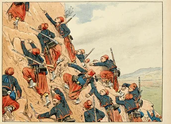 Illusztráció a „Les heros du Siecle” című könyvből, Dick de Lonlay anekdotikus szavai, Louis Bombled (1862-1927) illusztrálta