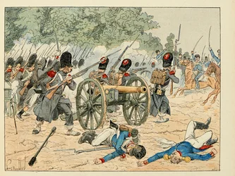 Illusztráció a „The Heros of the Siecle” című könyvből, Dick de Lonlay anekdotikus szavai és Louis Bombled (1862-1927) illusztrálása