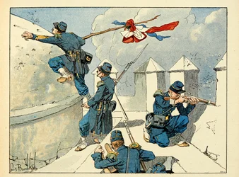 Illusztráció az „Az évszázad hősei” című könyvből, Dick de Lonlay anekdotikus szavai és Louis Bombled (1862-1927) illusztrálása