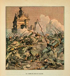 A Loire-i hadsereg, Eugene Sergent, mondta Grenest, illusztrálta: Louis Bombled (1862-1927) (francia-német háború; hadjárat 1870-1871): Chateaudun-i csata október 18-án