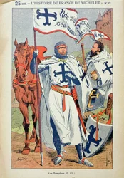 A templomos lovagok, illusztráció Jules Michelet (1798-1874) „Histoire de France” című művéből, 1900 körül