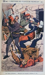 „The Sicilian Vespers” (1282. március 30. – április vége), Michele illusztrációja Franciaország népszerű történelméhez, 1900 körül (színes metszet)