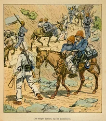 A madagaszkári háború – Az 1885–1895-ös francia expedíciók anekdotikus története, Henri Galli dit Galllichet (1854–1922), illusztrálta: Louis Bombled (1862–1927): A karok elmenekülése a Fortune mentőkön Madagaszkáron, magángyűjtemény