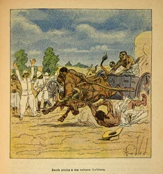 A madagaszkári háború - Az 1885-1895-ös francia expedíciók anekdotikus története Henri Galli dit Galllichet (1854-1922), illusztrálta Louis Bombled (1862-1927): Boeufs által elért autók Lefebvre, magángyűjtemény