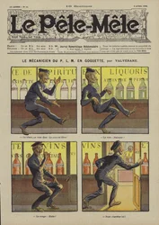 A P.L.M. szerelője szökésben. Illusztráció: Le Pele-Mele, 1906
