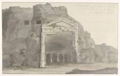 Sírok dór stílusú homlokzattal, sziklába vésve Syracuse közelében Voyage en Italy, and Sicile et à Malte – 1778 (sorozat címe)