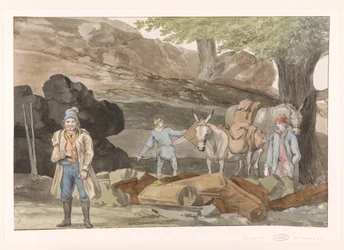 Oponthoud bij de Grotte delle Capre aan de grens bij Nemorosa en Fredda Álljon meg a delle Capre barlangnál a két Nemorosa és Fredda régió határán (cím az objektumon) Utazások Olaszországban, Szicíliában és Máltán - 1778 (sorozat címe)