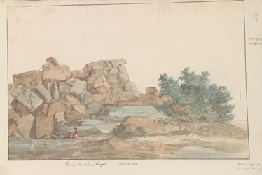 Resten van Zeus Olympus templom Agrigento-ban Ugyanannak a templomnak a romjai. Második nézet (cím az objektumon) Utazások Olaszországban, Szicíliában és Máltán - 1778 (sorozat címe)