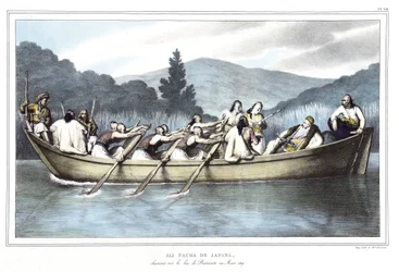 Ali pasa de Janina (1741-1822), a Butrintó-tavon vadászott 1819 márciusában. A „” Utazás Athénbe és Konstantinápolyba című filmben, vagy görög és oszmán portrék, nézetek és jelmezek gyűjteménye, amelyet a természet utáni helyekre festett, Lajos litográfiái