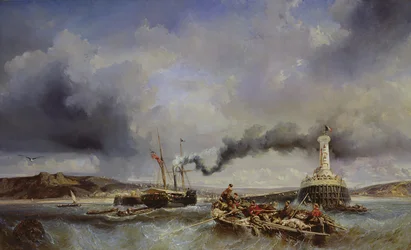 Boulogne kikötője a tenger felől, 1843