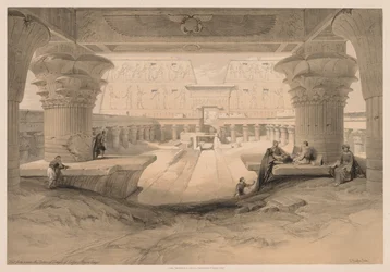 Egyiptom és Núbia: I. kötet - 32. szám, Kilátás az Edfou-templom portikusza alól..., 1838.