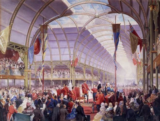 Sir Thomas Fairbairn átadja a beszédet a hercegi hitvesnek az Art Treasures Exhibitionön, Manchester, 1857 májusában