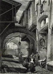 A gettó, Róma, metszett S.V. Hunt, Cassell und Company, 1847