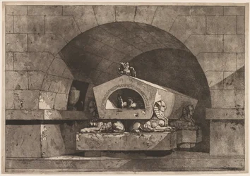 Sír szfinxszel: Temetési emlékmű bagollyal szarkofágon Szfinx támogatásával, c. 1779-84.