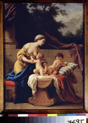 Anya és gyerekek. A jótékonyság allegóriája. (Anya és gyermekei. A jótékonyság allegóriája). Louis Jean Francois Lagrenee (1725-1805) festménye, olaj, vászon. francia művészet
