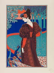 Nő pávákkal, 1897 körül.