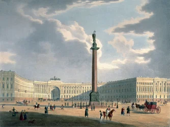 A Sándor-oszlop és a hadsereg főhadiszállása Szentpéterváron, Lemercier nyomtatása, Párizs, 1840-es évek