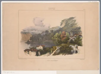 Kilátás a Trasimeno-tóra Olaszországban Lac Trasimène (cím a tárgyon) Villeneuve emlékei Olaszországból (sorozat címe) Villeneuve. Souvenirs d