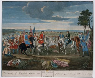 Marshall Tallard elfoglalása és 4000 ló Dunába lökése az 1704-es blenheimi csatában, 1760 körül