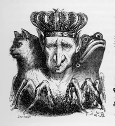 Bael - Baal - (démon) - Bael a pokoli hatalom feje - Collin de Plancy „Le Dictionnaire infernal” című művében - L. Breton metszete. Párizs