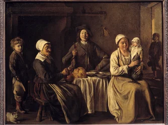 Visszatérés a keresztelőről, avagy „A boldog család”, 1642. Méretek: 0,61 x 0,78 m