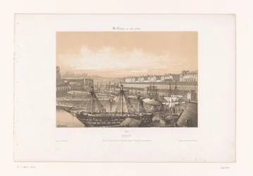 Kilátás az Arzenálra Brest kikötőjében brest. Vue des Corderies hautes et basses, Bagne és Hôpital Clermontonnerre (cím a tárgyon) Kortárs Franciaország (sorozat címe) La France de nos jours (sorozat címe a tárgyon)