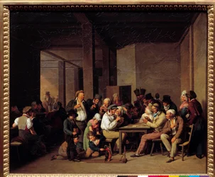 Játékosok egy kabaréban Louis Leopold Boilly (1761-1845) festménye XIX. Mérete: 0,37x0,47 m.
