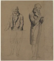 Két álló figura tanulmány egy biliárdjátékhoz, c. 1807.