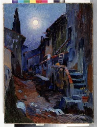 Auriol, sikátor holdfénnyel Louis Mathieu Verdilhan (1875-1928) festménye Dim. 81x59 cm Kötelező megemlítés: Gyűjtemény alapítványi üdvözlete Provence, Marseille