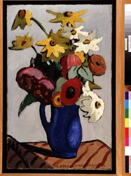 Virágcsokor kék vázában Louis Mathieu Verdilhan (1875-1928) festménye Dim. 71,5x45,5 cm Kötelező említés: Collection fondation regards de Provence, Marseille