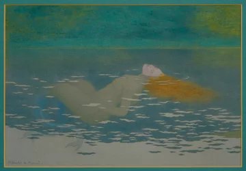 Hableány (gouache, selyem)