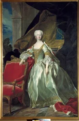 Marie Therese (Marie-Therese) Raphaelle egészalakos portréja, a spanyol Infanta, a francia Dauphine (1726 - 1746). Louis Michel Van Loo (1707-1771) festménye