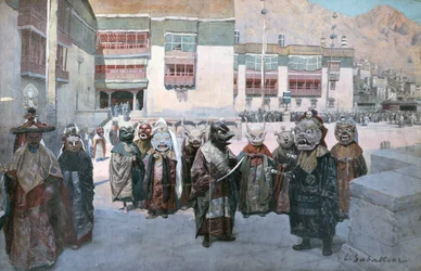 Tavaszi Fesztivál a Himis kolostorban, Tibetben (litho)