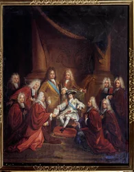 XV. Lajos király (1710-1774) gyermeke nemesi leveleket adományozott a városi testületnek 1716-ban Louis Boullogne Jeune (1654-1733) festménye 1716 v. 0,66x0,55 m Párizs, Musee Carnavalet