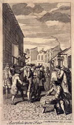 Szent Bertalan-napi vásár, London, 1715 körül