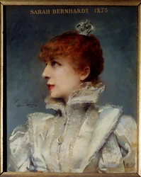 Henriette Rosine Bernard portréja, Sarah Bernhardt (1844-1923), a Comedie Francaise társaság tagja. Louise Abbema (1858-1927) festménye