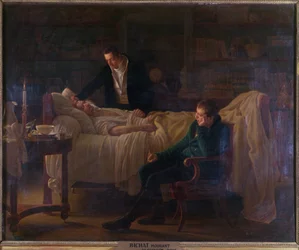 Marie Francois Xavier Bichat (1771-1802) haldoklik Esparon és Philibert Joseph Roux (1780-1854) orvosok körül