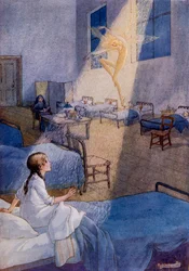 A homoktündér, Louise Jacobs képéből a „Marie-José hercegnő gyermekkönyve” című könyvéből, 1916-ban (színes litó)