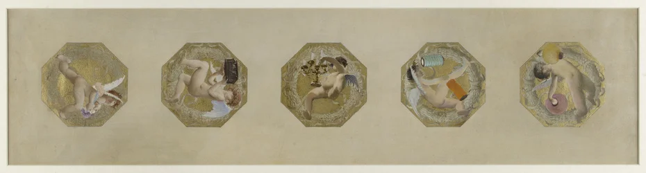Vázlat a Hôtel de Ville de Paris, Ünnepi lépcsőház: Génies portant des attributs de fête, débuten 1888 (olaj, papír)