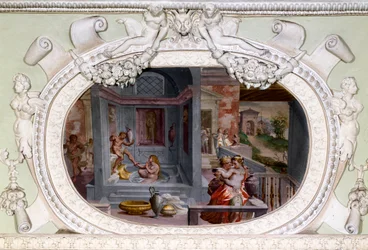Fürdés, csábítás jelenetei. Luca Cambiaso freskója (1527-1585)