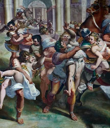 A szabin nők elrablása (16. század), Luca Cambiaso (1527-1585) alkotása, freskó, Villa Imperiale, Genova, Liguria, Olaszország, részlet