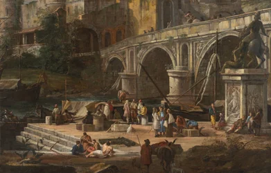 Kilátás a folyami kikötőre, 1690 és 1699 között.