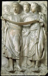 La cantoria vagy kórusban éneklő gyerekek – Márvány dombormű, Luca della Robbia (1400-1482 körül), Quattrocento